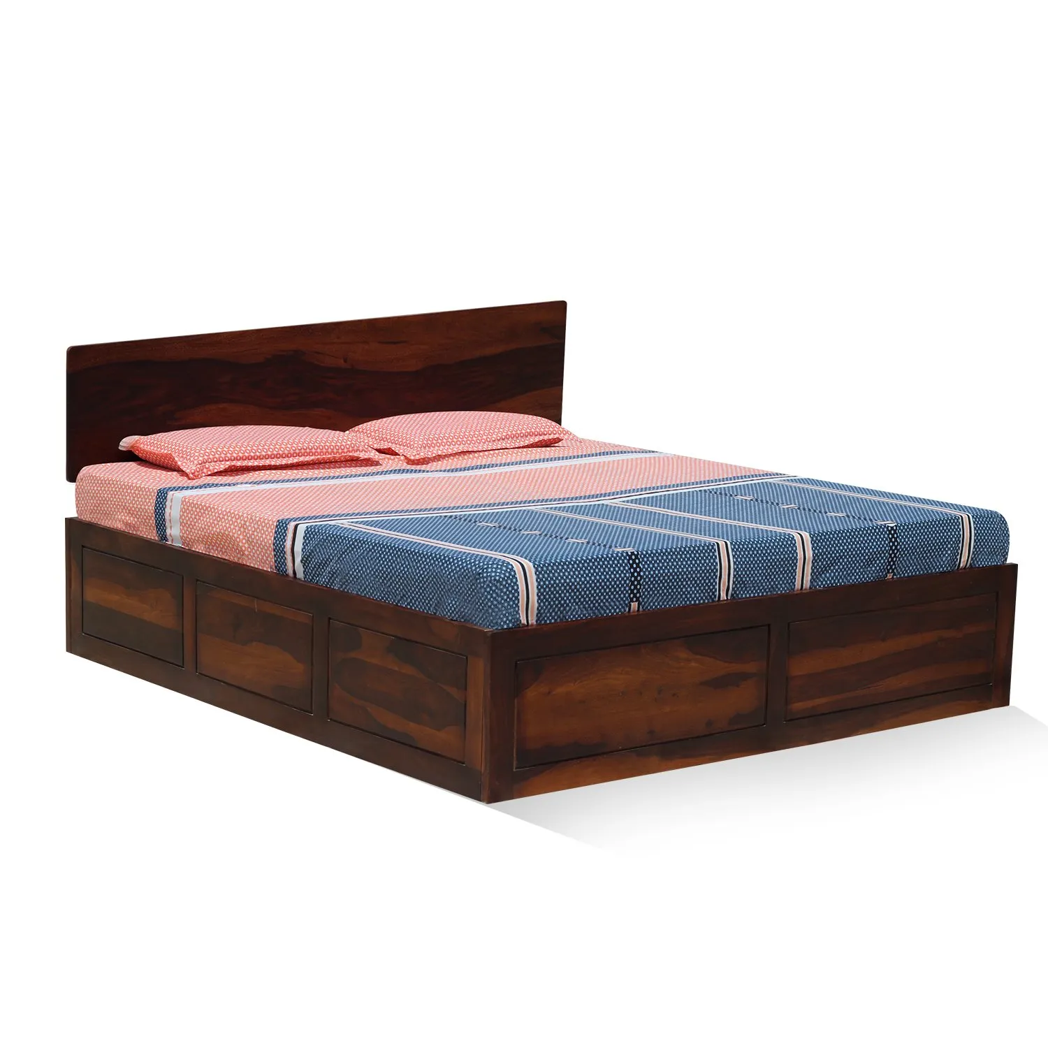 Royal Finish Alfriko Queen Size Storage Bed In Solid Sheesham wood sheesham wood bed image 4
