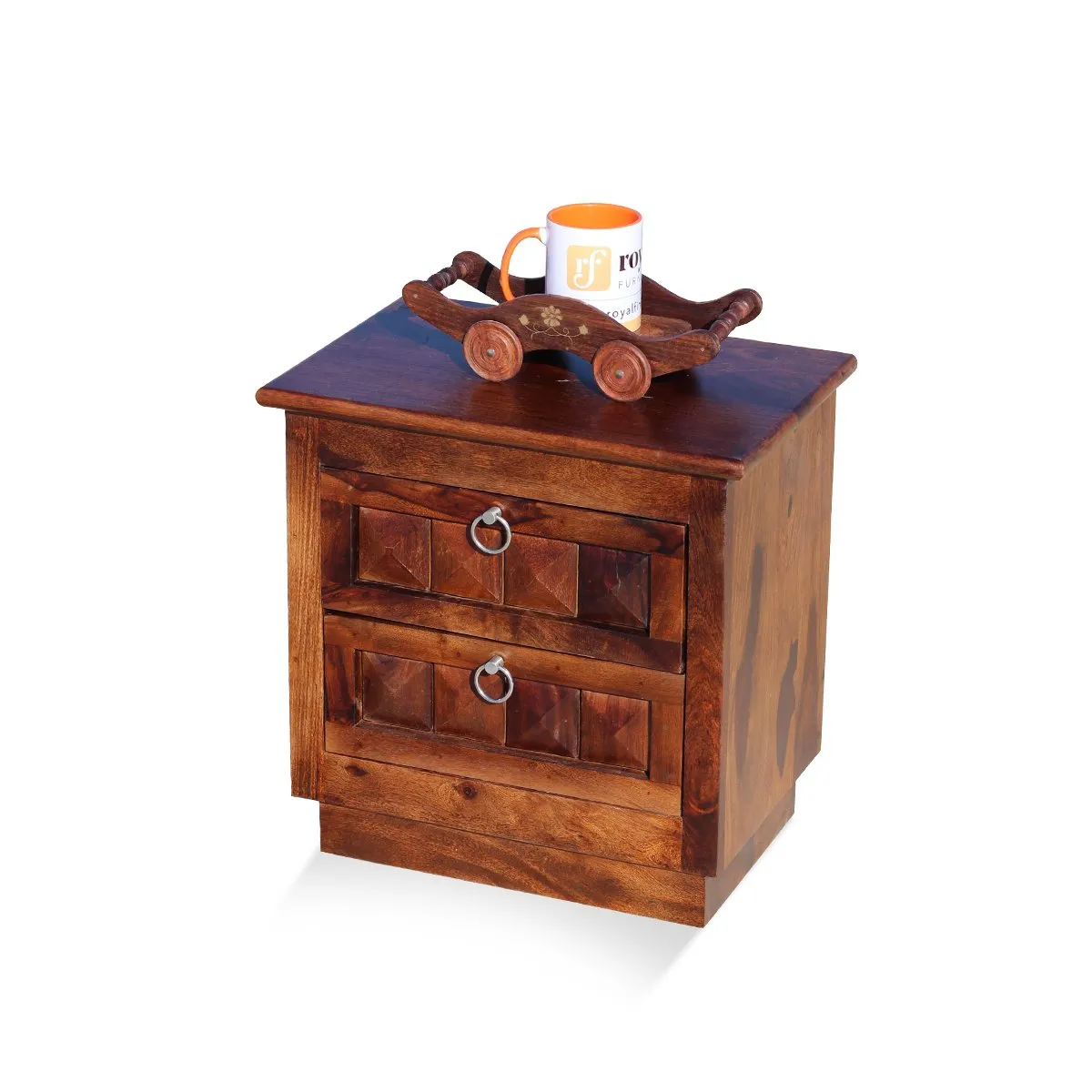 Royal Finish Stylish & Functional Bedside Table | Compact Size | Premium Sheesham sheesham wood bed image 3