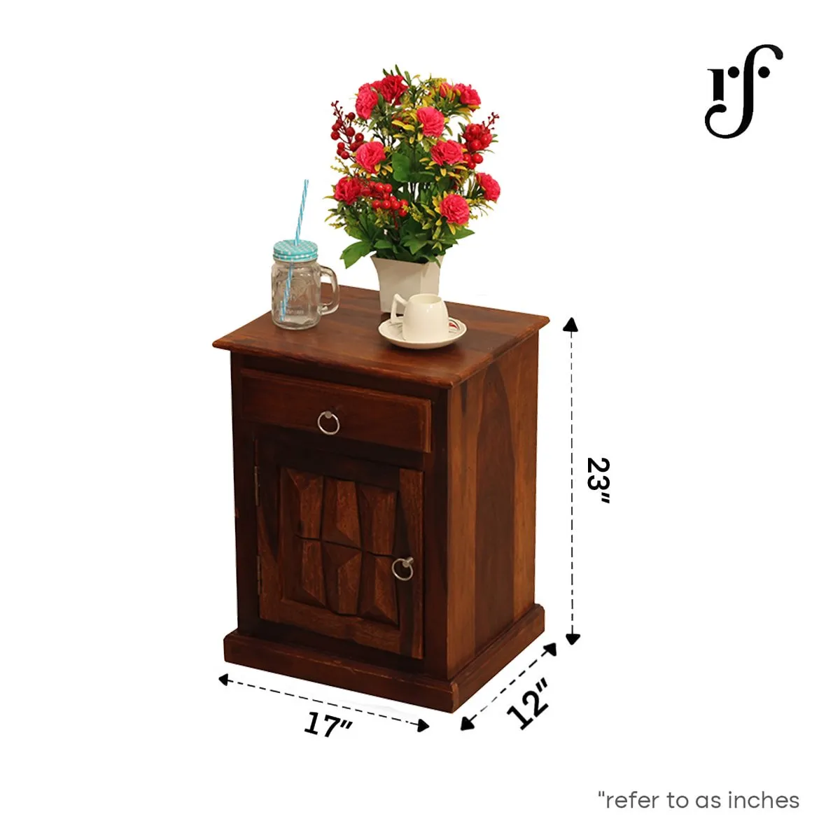 Royal Finish SlumberCraft Double Bedside Table In Furniture Sheesham Natural sheesham wood bed image 3