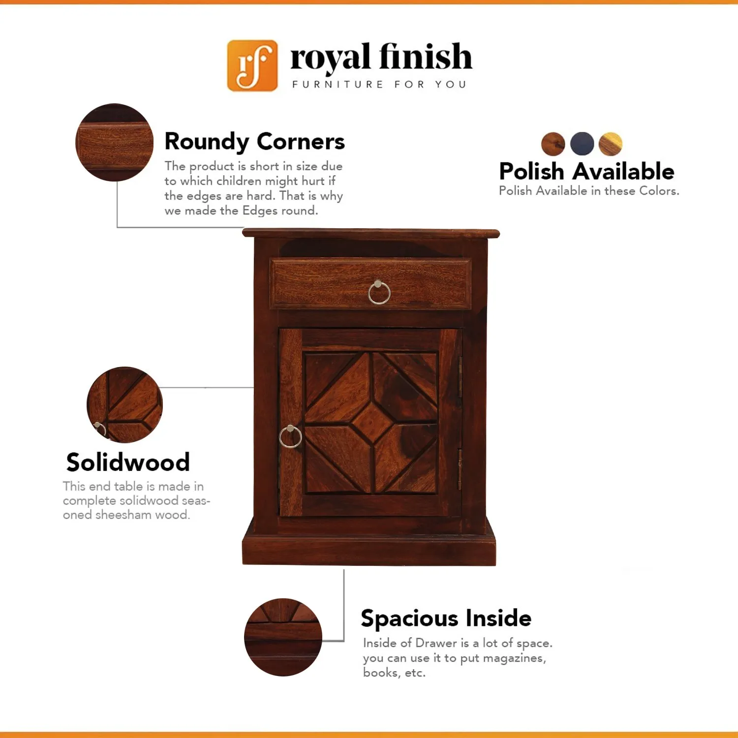 Royal Finish Opulent Double Bedside Table In Furniture Sheesham Natural Colour sheesham wood bed image 2