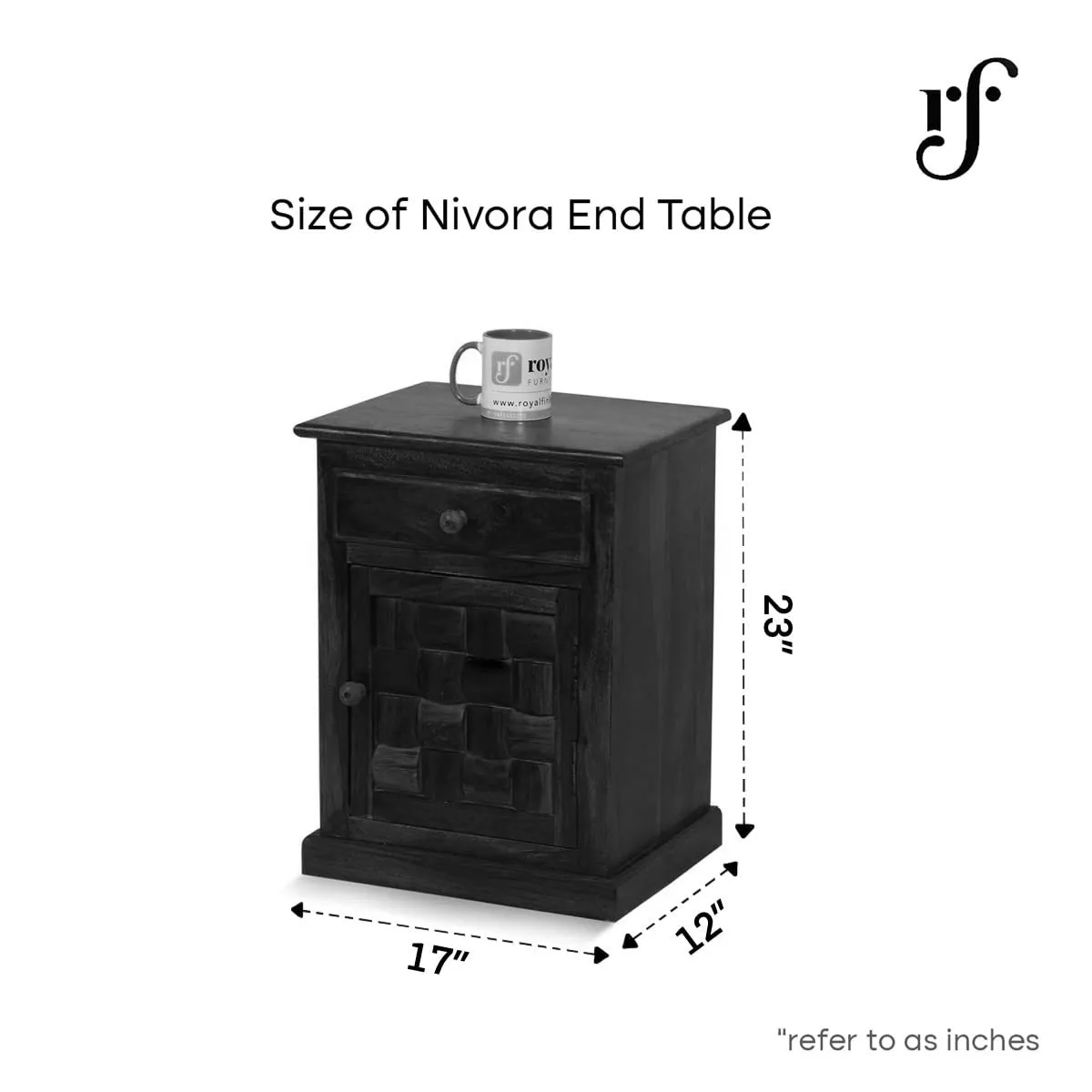 Royal Finish Nivora Double Bedside Table In Furniture Sheesham Wood In Natural sheesham wood bed image 3